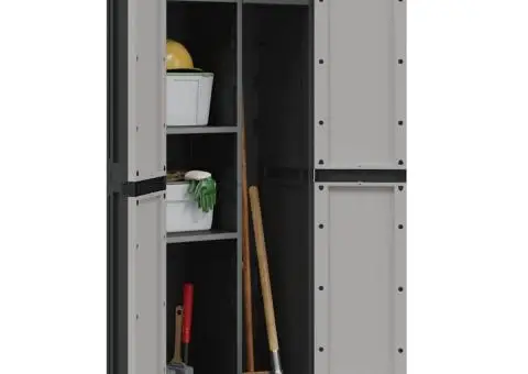 Dulap depozitare de exterior, gri și negru, 65x37x165 cm, PP - 4/5