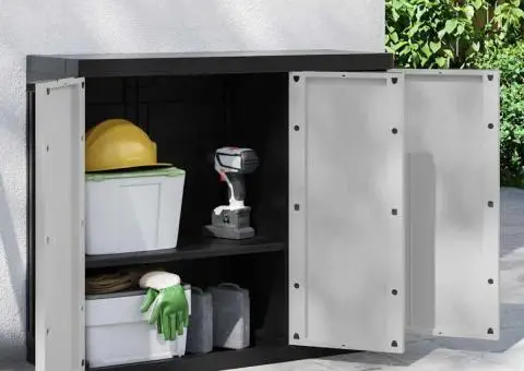 Dulap depozitare de exterior, gri și negru, 97x37x85 cm, PP - 1/5