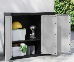 vidaXL Dulap depozitare de exterior, gri și negru, 97x37x85 cm, PP