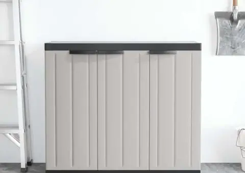 Dulap depozitare de exterior, gri și negru, 97x37x85 cm, PP - 3/5