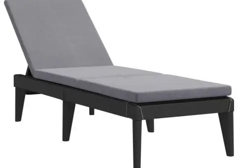 Șezlong cu pernă, antracit, 186x60x29 cm, PP - 2/5