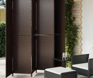 vidaXL Separator de cameră cu 6 panouri, maro, poliratan