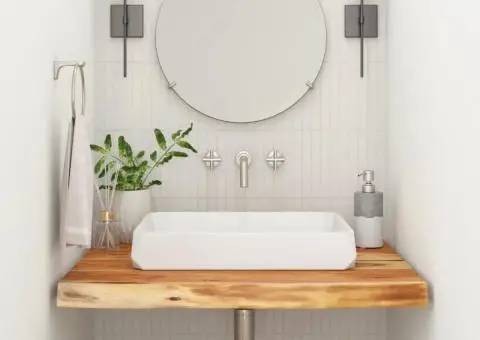 Blat de baie, 60x60x2,5 cm, pătrat, lemn masiv acacia - 1/5