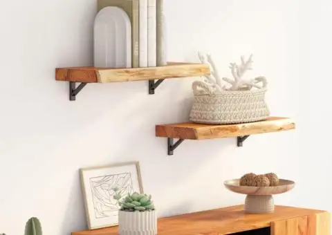 Raft perete 60x20x3,8 cm dreptunghiular lemn acacia margine vie - 1/5