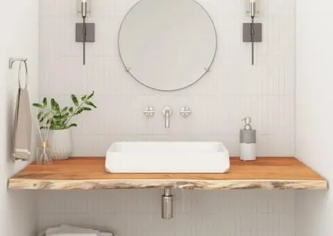 Blat de baie, 90x60x3,8 cm, dreptunghiular, lemn masiv acacia - 1/5