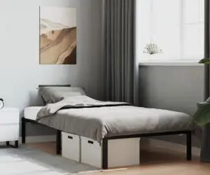 vidaXL Cadru pat metalic, negru, 100x200 cm