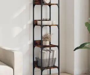 vidaXL Bibliotecă 4 niveluri, stejar fumuriu, 35x30x138,5 cm