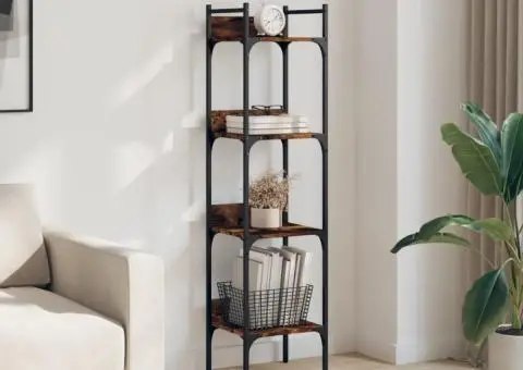 Bibliotecă 4 niveluri, stejar fumuriu, 35x30x138,5 cm - 3/5