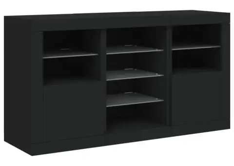 Servantă cu lumini LED, negru, 123x37x67 cm - 5/5
