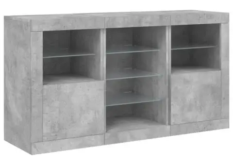 Servantă cu lumini LED, gri beton, 123x37x67 cm - 5/5