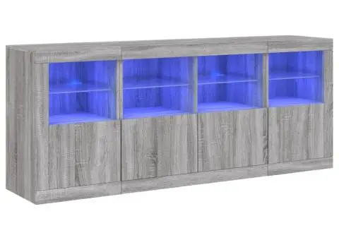 Servantă cu lumini LED, gri sonoma, 163x37x67 cm - 2/5