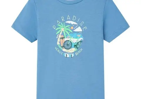 Tricou pentru copii, albastru mediu, 104 - 1/5