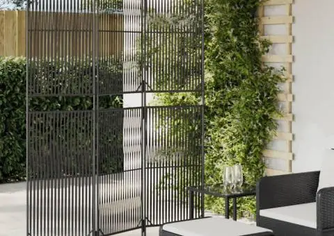 Separator de cameră cu 3 panouri, negru, poliratan - 1/5