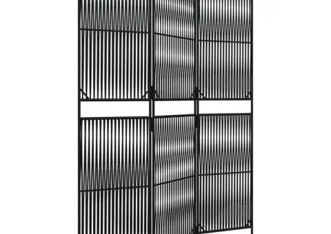 Separator de cameră cu 3 panouri, negru, poliratan - 2/5