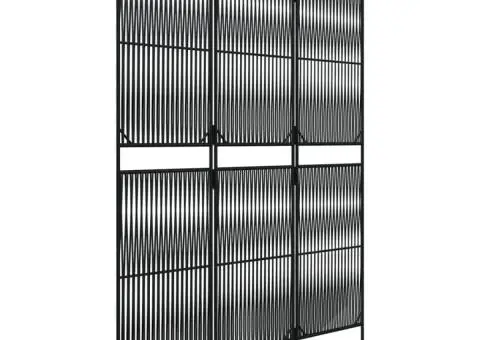 Separator de cameră cu 3 panouri, negru, poliratan - 4/5