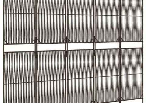 Separator de cameră cu 5 panouri, maro, poliratan - 4/5