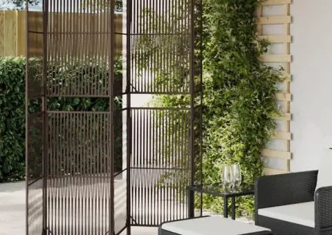 Separator de cameră cu 5 panouri, maro, poliratan - 1/5