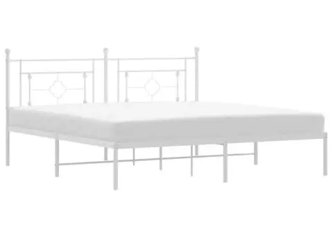 Cadru de pat metalic cu tăblie, alb, 183x213 cm - 2/5