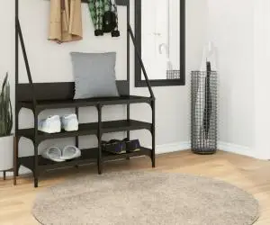 vidaXL Covor ISTAN, cu fire înalte, aspect lucios, bej, Ø 120 cm