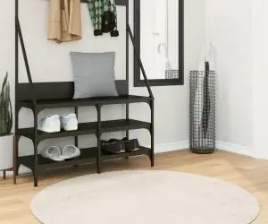 vidaXL Covor ISTAN, cu fire înalte, aspect lucios, crem, Ø 120 cm