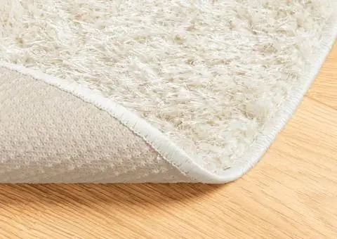 Covor ISTAN, cu fire înalte, aspect lucios, crem, Ø 120 cm - 5/5