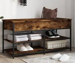 vidaXL Bancă de pantofi, stejar fumuriu, 100x42,5x50 cm lemn prelucrat