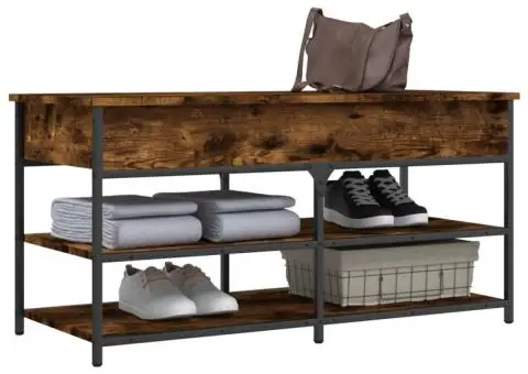 Bancă de pantofi, stejar fumuriu, 100x42,5x50 cm lemn prelucrat - 4/5