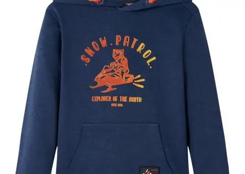 Hanorac pentru copii cu glugă, bleumarin melanj și portocaliu, 116 - 1/5