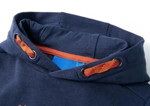 Hanorac pentru copii cu glugă, bleumarin melanj și portocaliu, 116 - 3/5