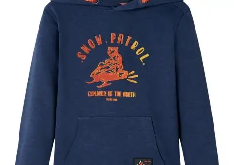 Hanorac pentru copii cu glugă, bleumarin melanj și portocaliu, 92 - 1/5