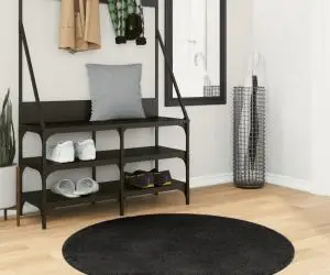 vidaXL Covor HUARTE, fir scurt, moale și lavabil, negru, Ø 100 cm