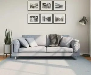 Covor HUARTE, fir scurt, moale și lavabil, albastru, 200x200 cm