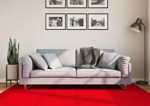 Covor HUARTE, fir scurt, moale și lavabil, roșu, 200x200 cm - 1/5