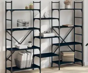 vidaXL Bibliotecă, negru, 160x28,5x136,5 cm, lemn prelucrat