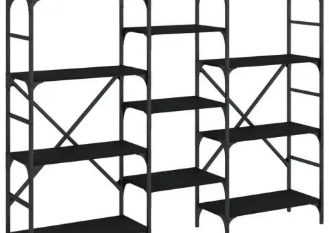 Bibliotecă, negru, 160x28,5x136,5 cm, lemn prelucrat - 2/5