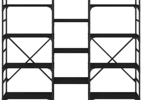 Bibliotecă, negru, 160x28,5x136,5 cm, lemn prelucrat - 5/5