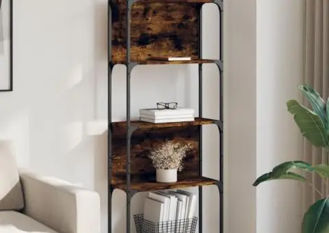 Bibliotecă 5 niveluri, stejar fumuriu, 60,5x24x166,5 cm - 1/5