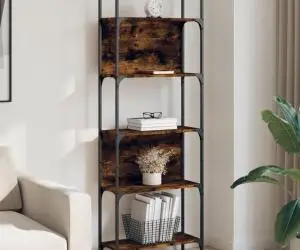 vidaXL Bibliotecă 5 niveluri, stejar fumuriu, 60,5x24x166,5 cm