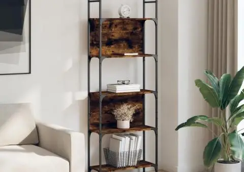 Bibliotecă 5 niveluri, stejar fumuriu, 60,5x24x166,5 cm - 3/5