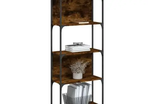 Bibliotecă 5 niveluri, stejar fumuriu, 60,5x24x166,5 cm - 4/5