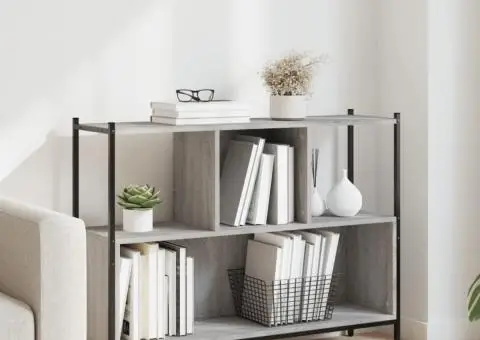 Bibliotecă, gri sonoma, 102x28x77,5 cm, lemn prelucrat - 1/5