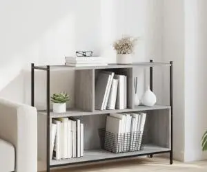 vidaXL Bibliotecă, gri sonoma, 102x28x77,5 cm, lemn prelucrat