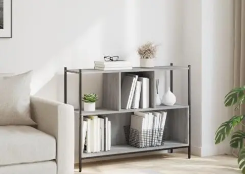 Bibliotecă, gri sonoma, 102x28x77,5 cm, lemn prelucrat - 3/5