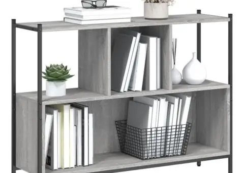 Bibliotecă, gri sonoma, 102x28x77,5 cm, lemn prelucrat - 4/5