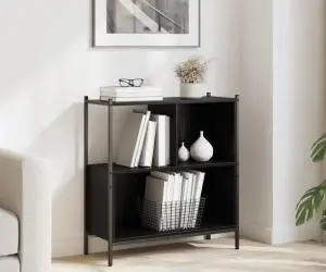 vidaXL Bibliotecă, negru, 72x28x77,5 cm, lemn prelucrat
