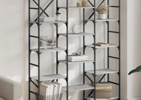 Bibliotecă, gri sonoma, 127,5x28,5x172,5 cm, lemn prelucrat - 1/5