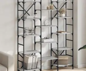 vidaXL Bibliotecă, gri sonoma, 127,5x28,5x172,5 cm, lemn prelucrat