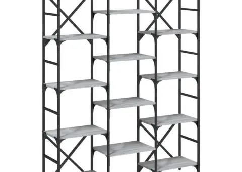 Bibliotecă, gri sonoma, 127,5x28,5x172,5 cm, lemn prelucrat - 2/5