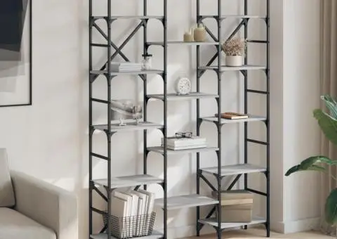 Bibliotecă, gri sonoma, 127,5x28,5x172,5 cm, lemn prelucrat - 3/5