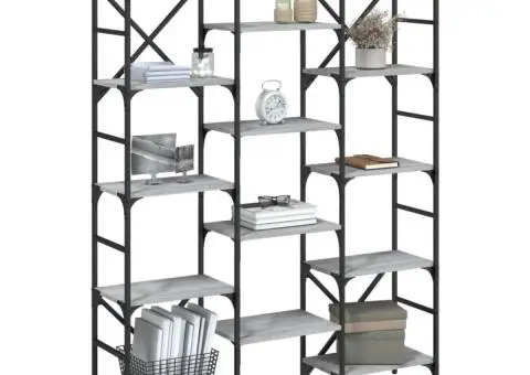 Bibliotecă, gri sonoma, 127,5x28,5x172,5 cm, lemn prelucrat - 4/5